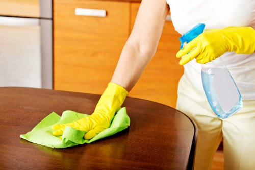 Detailed post-construction cleaning in a Merton kitchen after renovation